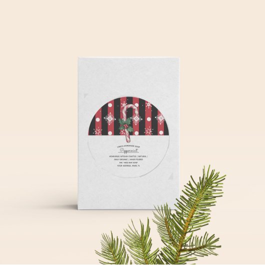 Zelfgemaakte Zeep Bedrijfs Candy Cane Kerst Label