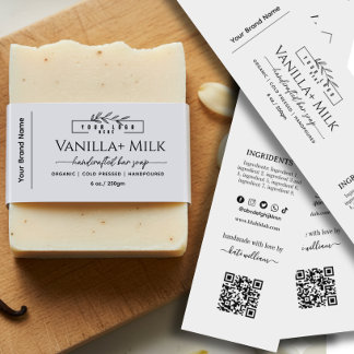 Zelfgemaakte zeep Buikband met logo & QR-code Uitnodigingen Wikkel