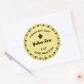 Zelfgemaakte zeep rustieke bloem krans land geel ronde sticker (Envelop)
