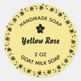 Zelfgemaakte zeep rustieke bloem krans land geel ronde sticker