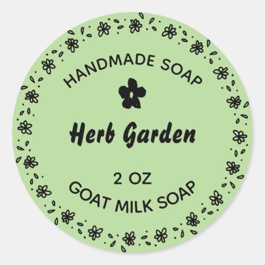 Zelfgemaakte zeep rustieke bloem krans land kruid ronde sticker (Voorkant)
