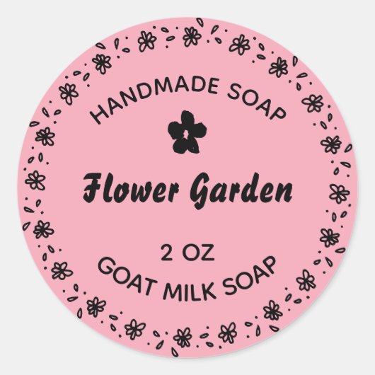 Zelfgemaakte zeep rustieke bloem krans land roze ronde sticker (Voorkant)