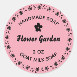 Zelfgemaakte zeep rustieke bloem krans land roze ronde sticker