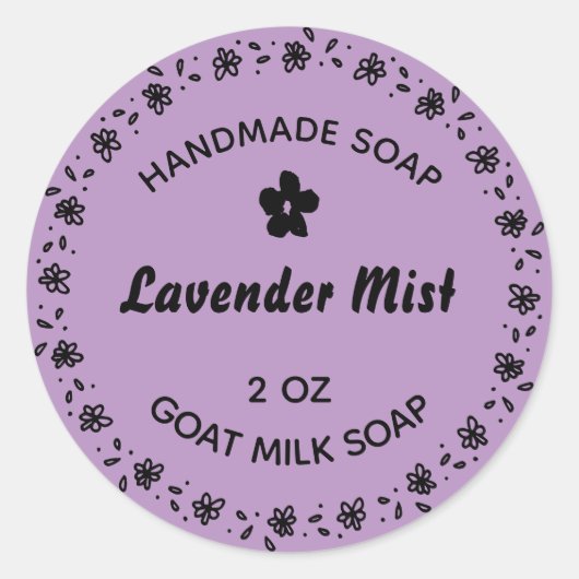 Zelfgemaakte zeep rustieke bloem krans lavendel Pa Ronde Sticker (Voorkant)