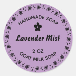Zelfgemaakte zeep rustieke bloem krans lavendel Pa Ronde Sticker
