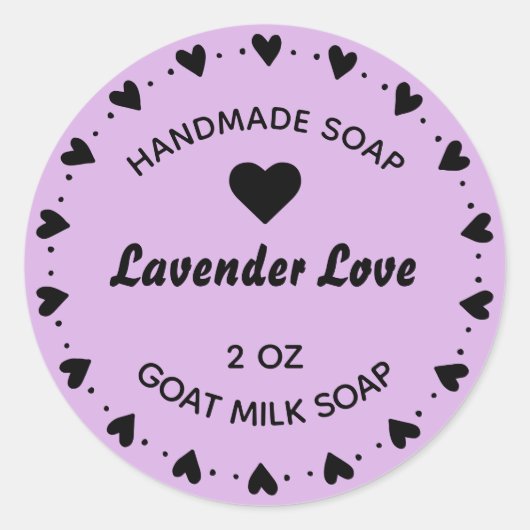 Zelfgemaakte zeep rustieke land hart krans lavende ronde sticker (Voorkant)