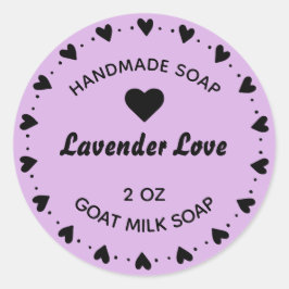 Zelfgemaakte zeep rustieke land hart krans lavende ronde sticker