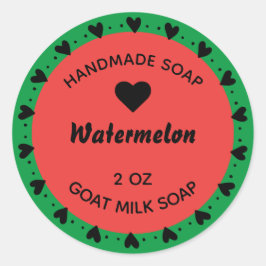 Zelfgemaakte zeep rustieke land hart krans meloen ronde sticker