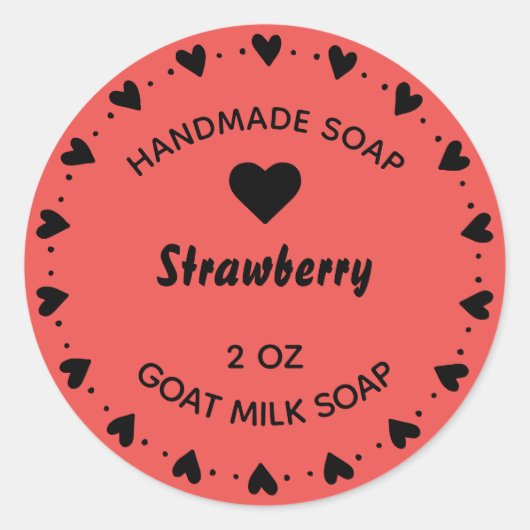 Zelfgemaakte zeep rustieke land hart krans rood ronde sticker (Voorkant)