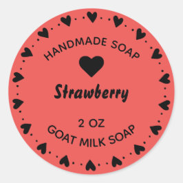 Zelfgemaakte zeep rustieke land hart krans rood ronde sticker