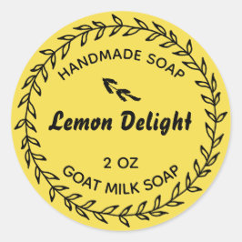 Zelfgemaakte zeep rustieke land krans citroen geel ronde sticker
