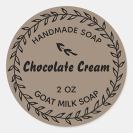 Zelfgemaakte Zeep Rustieke Landelijke Krans Chocol Ronde Sticker