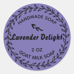 Zelfgemaakte Zeep Rustieke Landelijke Krans Lavend Ronde Sticker