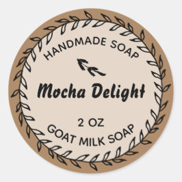 Zelfgemaakte Zeep Rustieke Landelijke Krans Mocha Ronde Sticker