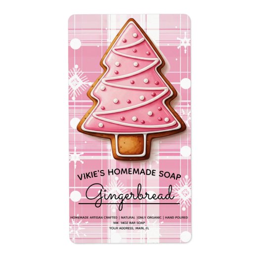 Zelfgemaakte Zeep Zakelijke Koekjes Kerstlabel Etiket (Voorkant)