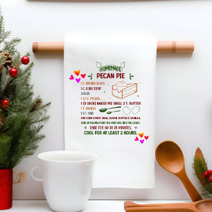 Zelfgemaakte zoete pecannotentaart recept kerstcad theedoek