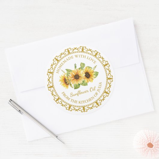  Zelfgemaakte Zonnebloemolie Label L Wit (Envelop)