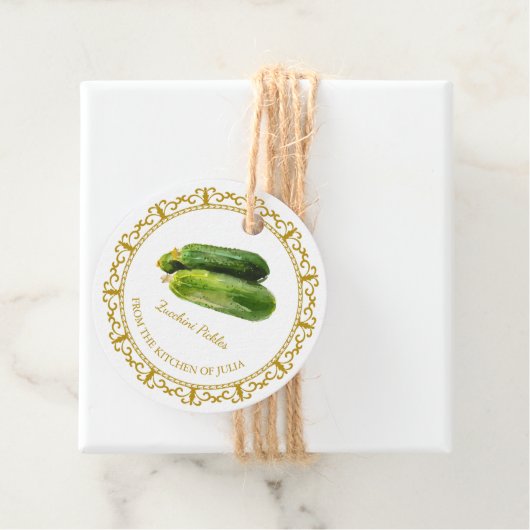 Zelfgemaakte Zucchini Pickle Hang Label (In situ)