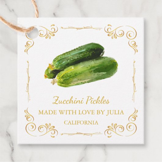 Zelfgemaakte Zucchini Pickle Square Hang Label (Voorkant)