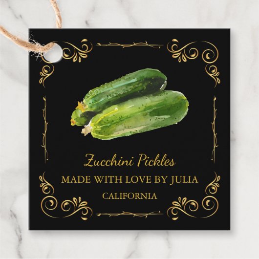 Zelfgemaakte Zucchini Pickle Square Hang Label (Voorkant)