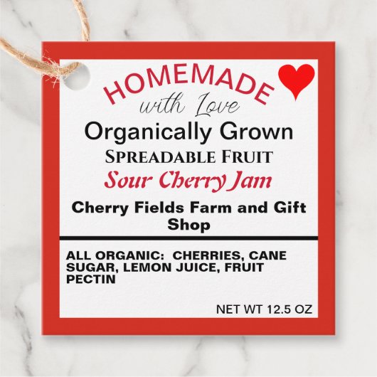 Zelfgemaakte Zure Kersen Jam QR Code Bedankjes Labels (Voorkant)