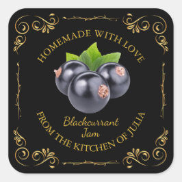  zelfgemaakte zwarte bessen Jam Square Label
