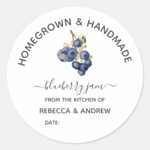 Zelfgeteelde & Handgemaakte Blueberry Jam Ronde Sticker