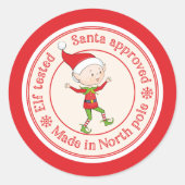 zelfgeteste Santa Goedgekeurde Noordpool Ronde Sticker (Voorkant)