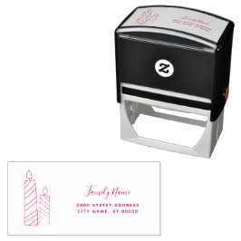 Zelfinkend stempel met retouradres voor rode kaars