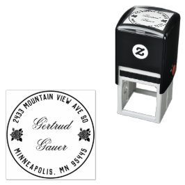 Zelfinkende adresstempel met rode rozen zelfinktende stempel