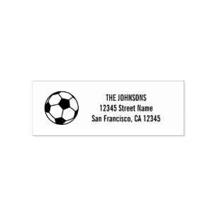 Zelfinkende retouradresstempels met voetbal logo  zelfinktende stempel