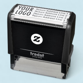 Zelfinkende stempel met bedrijfslogo en retouradre