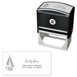 Zelfinkende stempel met kerstboom retouradres