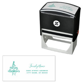 Zelfinkende stempel met kerstboom retouradres