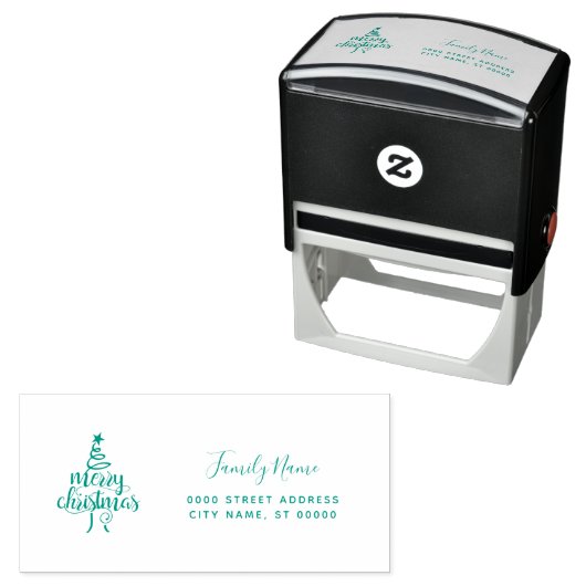 Zelfinkende stempel met kerstboom retouradres (In situ)