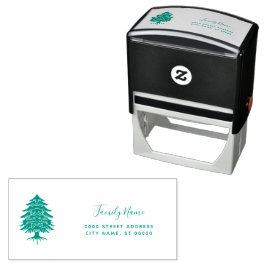 Zelfinkende stempel met kerstboom retouradres