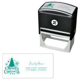Zelfinkende stempel met retouradres Kerstboom