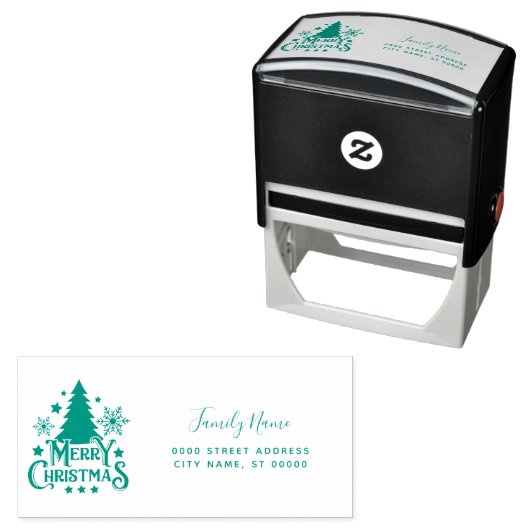 Zelfinkende stempel met retouradres Kerstboom (In situ)