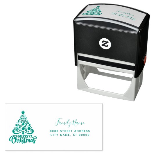 Zelfinkende stempel met retouradres Kerstboom (In situ)