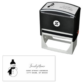 Zelfinkende stempel met retouradres sneeuwman