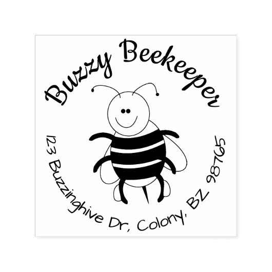 Zelfinkt Bee Return Adres Stempel Ronde Custom (Design)