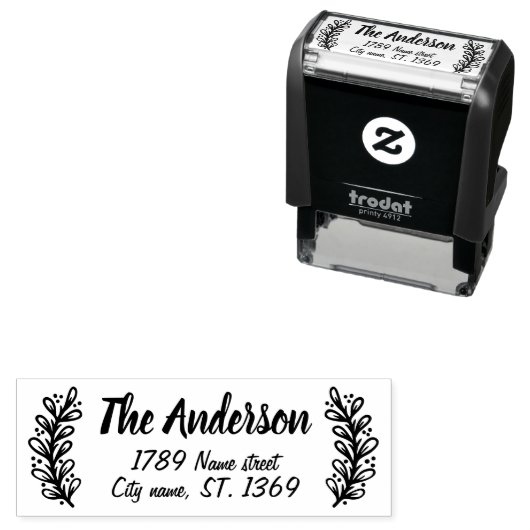 Zelfinkt Retouradresstempel met planten Zelfinktende Stempel (In situ)