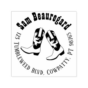 Zelfinkt Ronde retour adres stempel Cowboy boot