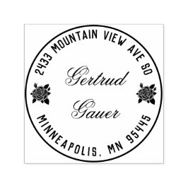 Zelfinktadresstempel met rode rozen zelfinktende stempel