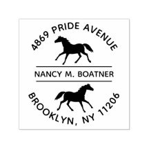 Zelfinktdrukstempel met retouradres voor paardenli