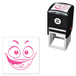 Zelfinktkussen met emoticon gezicht  zelfinktende stempel