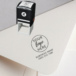 Zelfinktmeststamp van rubber met bedrijfslogo  zelfinktende stempel