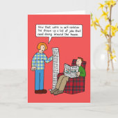 Zelfisolerende Cartoon Humor, Couple en Chores. Kaart (Gele Bloem)