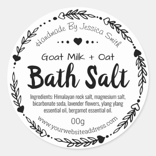 Zelfklevend etiket voor homemade bath Salt Soak (Voorkant)
