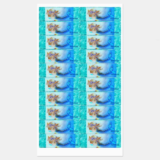 Zelfklevend etiket, waterdicht, 40 stuks. Mermaid Labels (Vel)